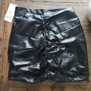 Ruched Pleather Mini Skirt Medium NWT